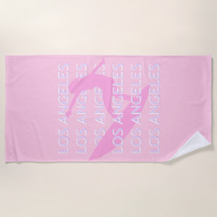 Los Angeles Travel Art, Kalifornien, Pink, Preppy Strandtuch