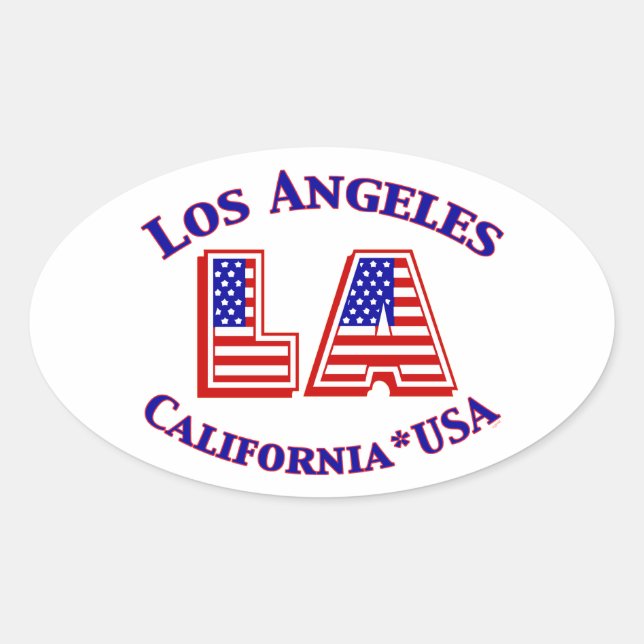 Los Angeles USA Patriotic Oval Logo Ovaler Aufkleber (Vorderseite)