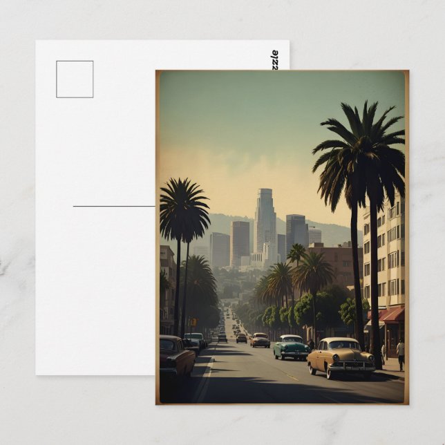 Los Angeles Vintage Poster Postkarte (Vorne/Hinten)