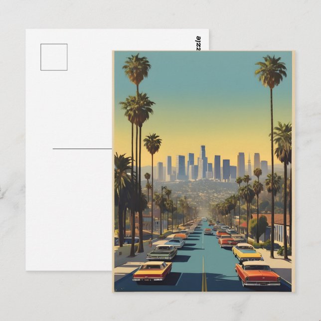 Los Angeles Vintage Poster Postkarte (Vorne/Hinten)