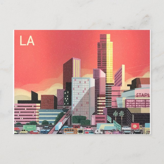 Los Angeles Vintage Travel Postkarte (Vorderseite)