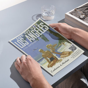 Los Angeles Vintage Wedding Travel QR Code Save The Date