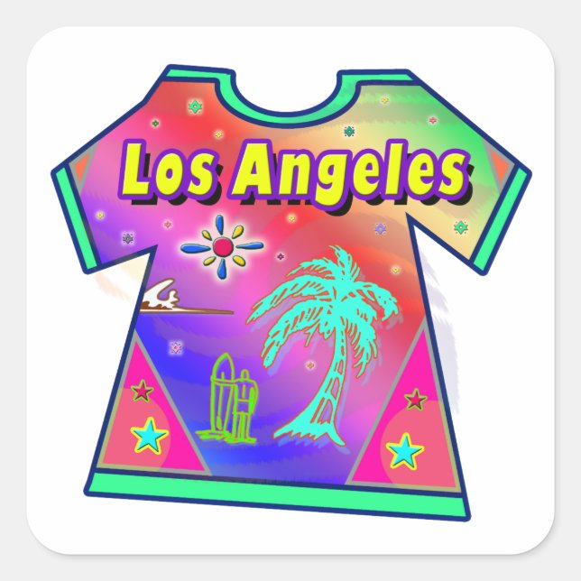 "Los Angeles Vivid 3"-Aufkleber Quadratischer Aufkleber (Vorderseite)