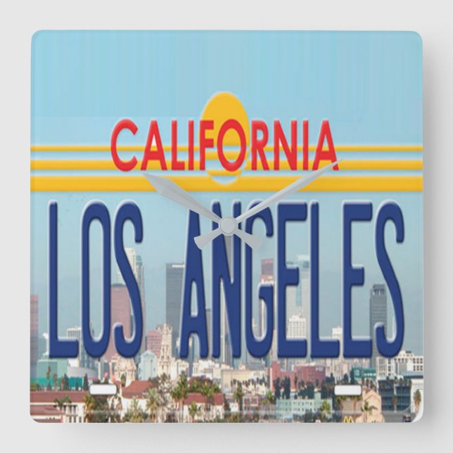 Los Angeles-Wanduhr Quadratische Wanduhr (Vorderseite)