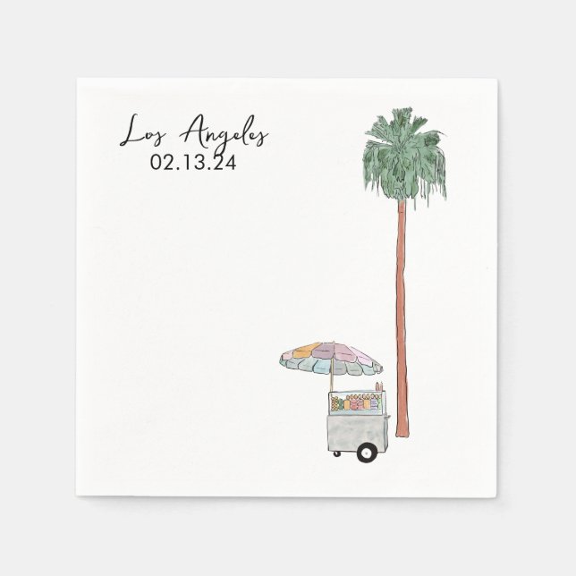 Los Angeles Wasserfarbe Serviette (Vorderseite)