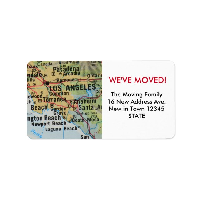 Los Angeles Wir haben das Label "Moved" Adressaufkleber (Vorne)