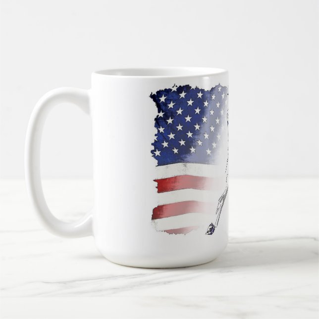 Los! - Baseball Player und US-Flagge Kaffeetasse (Links)