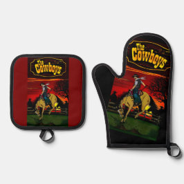 "Los Gauchos" Sandstone Untersetzer/"The Cowboys" Ofenhandschuh & Topflappen-Set