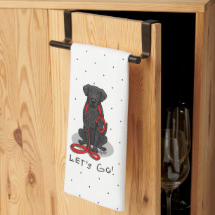 Los geht's! Curly-Coated Retriever Hund (schwarz) Geschirrtuch