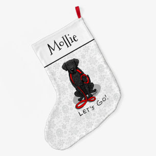 Los geht's! Curly-Coated Retriever-Hund (schwarz)  Großer Weihnachtsstrumpf