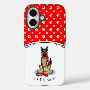 Los geht's! Deutscher Schäferhund (schwarz-loh) iPhone 16 Hülle