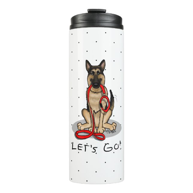 Los geht's! Deutscher Schäferhund (schwarz-loh) Thermosbecher (Vorderseite)