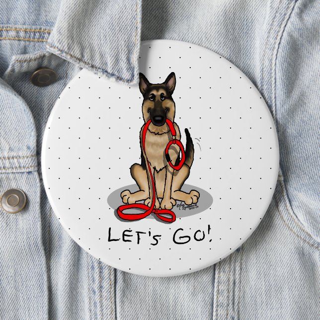 Los geht's! Deutscher Schäferhund (schwarz-rot) Button (Beispiel)