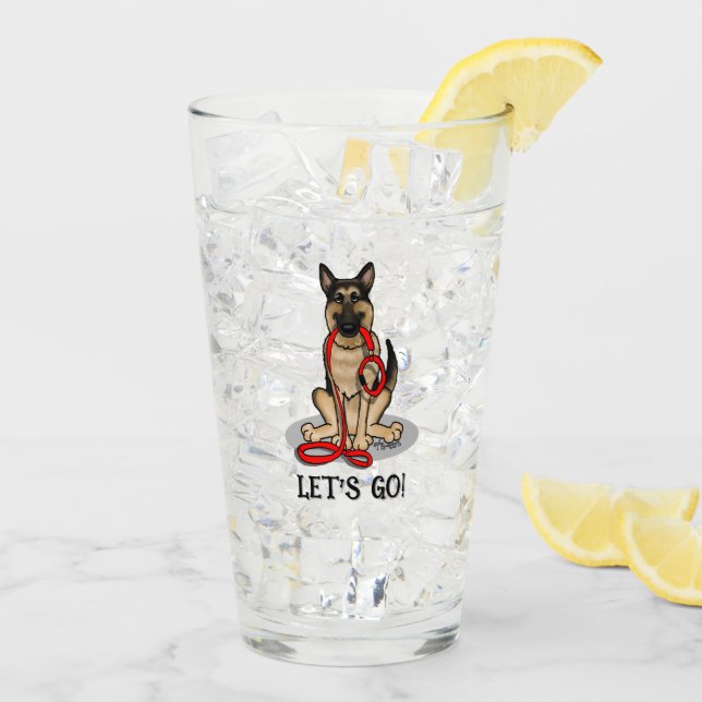 Los geht's! Deutscher Schäferhund (schwarz-rot) Glas (Rückseite Ice)