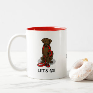 Los geht's! Flat-Coated Retriever Hund (Leber) Zweifarbige Tasse