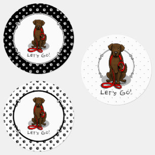 Los geht's! Flat-Coated Retriever Hund (leberfarbe Etiketten