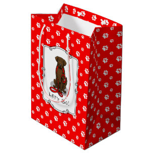 Los geht's! Flat-Coated Retriever Hund (liver) Mittlere Geschenktüte
