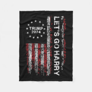 Los geht's Harry Lustig Trump 2024 US-Flagge Vinta Fleecedecke