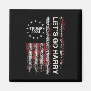 Los geht's Harry Lustig Trump 2024 US-Flagge Vinta Magnet