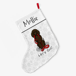 Los geht's! Irish Water Spaniel Hund (liver 1) Großer Weihnachtsstrumpf
