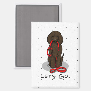 Los geht's! Irish Water Spaniel Hund (liver 1) spa Magnet