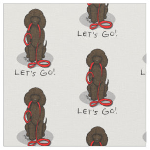 Los geht's! Irish Water Spaniel Hund (liver 1) spa Stoff