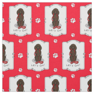 Los geht's! Irish Water Spaniel Hund (liver 1) Stoff