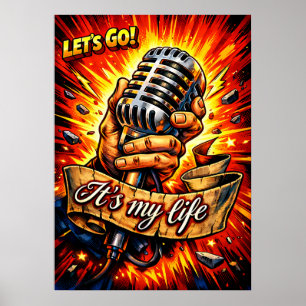 Los geht's! Rock- und Musik-inspirierte Comic-Artw Poster