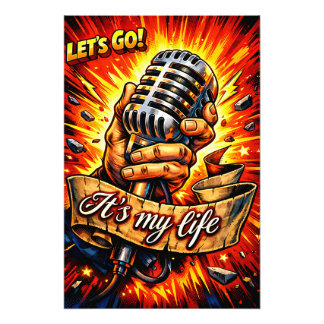 Los geht's! Rock- und Musik-inspirierte Comic-Book Fotodruck