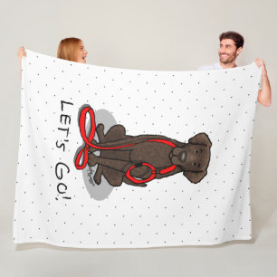 Los geht's! Spaziergang Curly-Coated Retriever Hun Fleecedecke