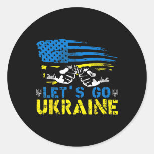 Los geht's Ukrainische Flagge Amerikanisch Ukraine Runder Aufkleber