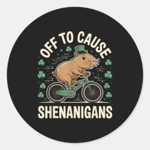 Los geht's, um Capybara-Meme-St.-Patricks-Unsinn z Runder Aufkleber