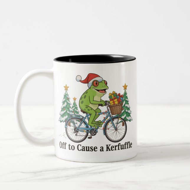 Los geht's, um einen Frosch-Weihnachts-Trubel zu v Zweifarbige Tasse (Links)
