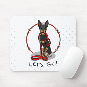 Los geht's! Zwergpinscher (schwarz tan 1) spaziere Mousepad