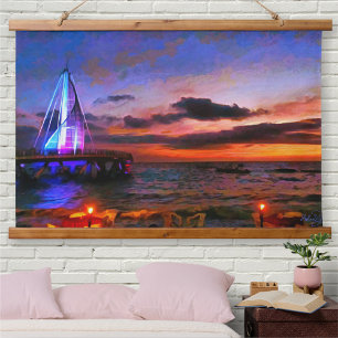 Los Muertos Pier Wandteppich Mit Holzrahmen