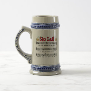 Los! Song mit Bierbraun-Tasse Bierglas