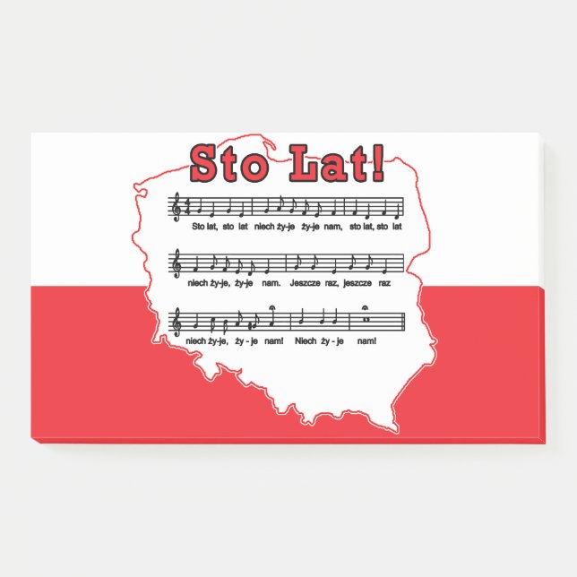 Los! Song Polnischer Karte Post-it Klebezettel (Vorderseite)