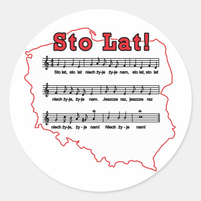 Los! Song Polnischer Karte Runder Aufkleber (Vorderseite)