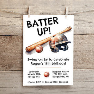 Los! Swing on By! Baseball-Birthday-Party Einladung