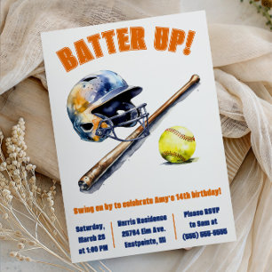 Los! Swing on By! Softball Birthday Party Einladung