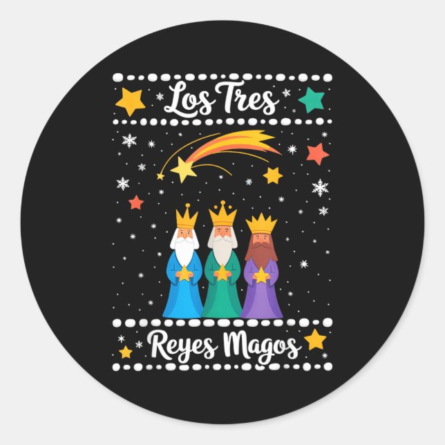 Los Tres Es Magos Navidad Latina Tres Es  Runder Aufkleber (Vorderseite)