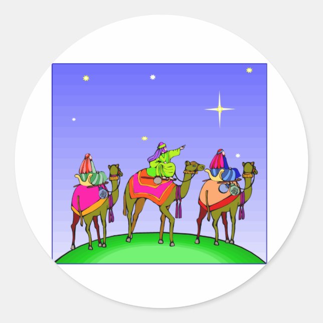 Los Tres Reyes Magos Siga Estrella Runder Aufkleber (Vorderseite)