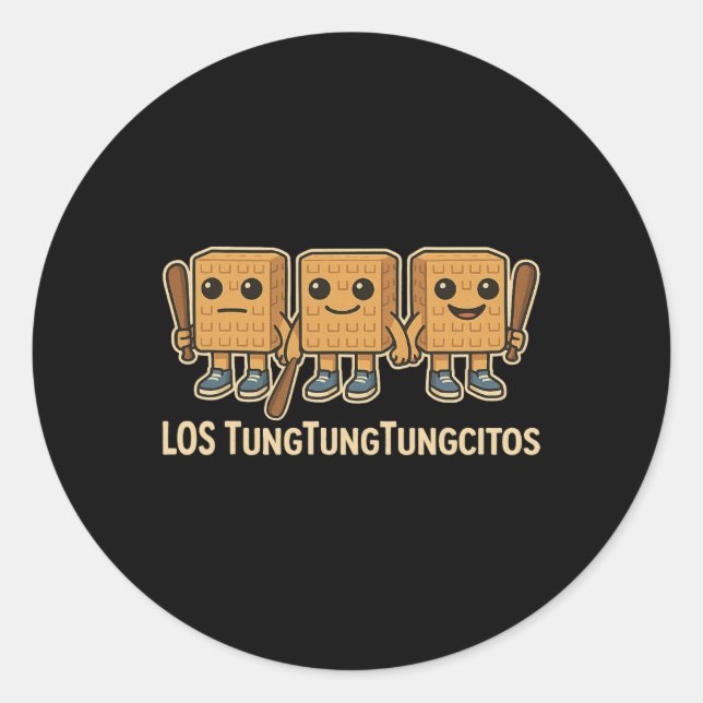 Los Tungtungtungcitos Italian Brainrot Tung Sahur  Runder Aufkleber (Vorderseite)