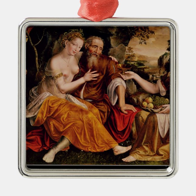 Los und seine Töchter, c.1565 Ornament Aus Metall (Vorne)