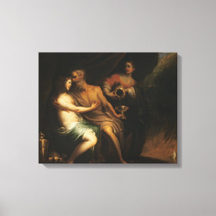 Los und seine Töchter (Öl auf Leinwand) 3 Leinwanddruck