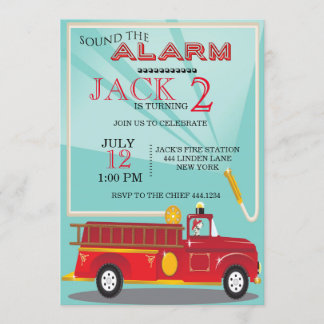 Löschfahrzeug-Geburtstags-Einladung Einladung