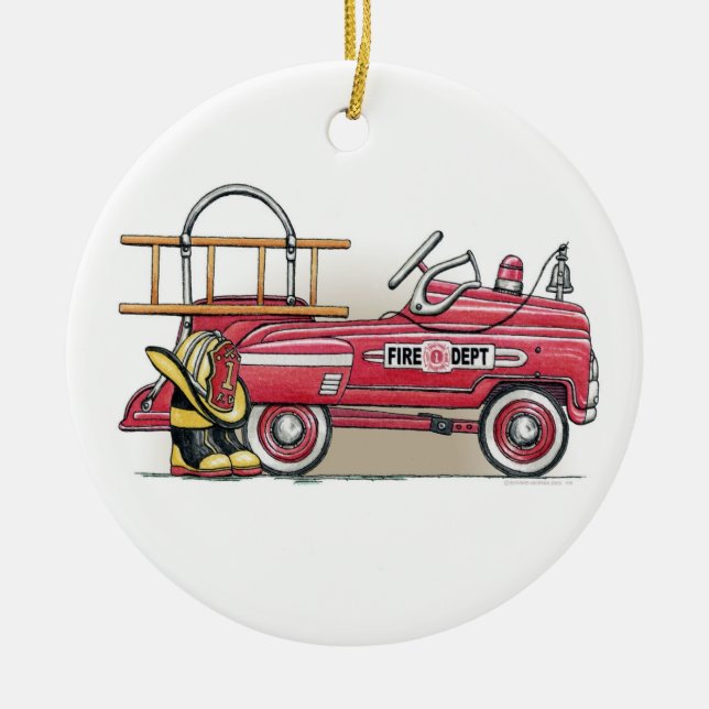 Löschfahrzeug-Pedal-Auto-Verzierung Keramik Ornament (Vorne)