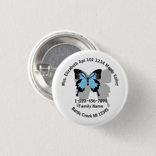 Lose Blue Backed Butterfly Family Zuhause-Adresse  Button