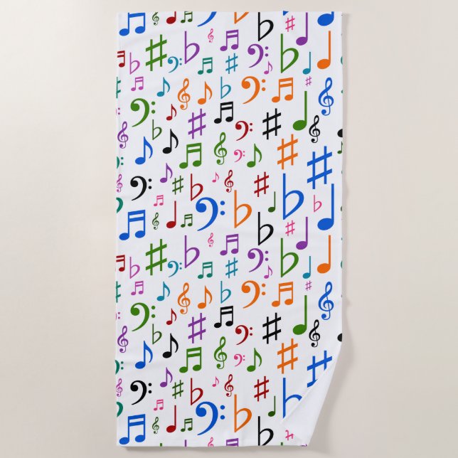 Lose bunter Musiknoten und Symbole Strandtuch (Vorderseite)