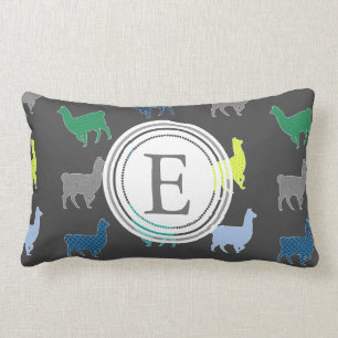 Lose des Lama-Muster-Monogramms Lendenkissen